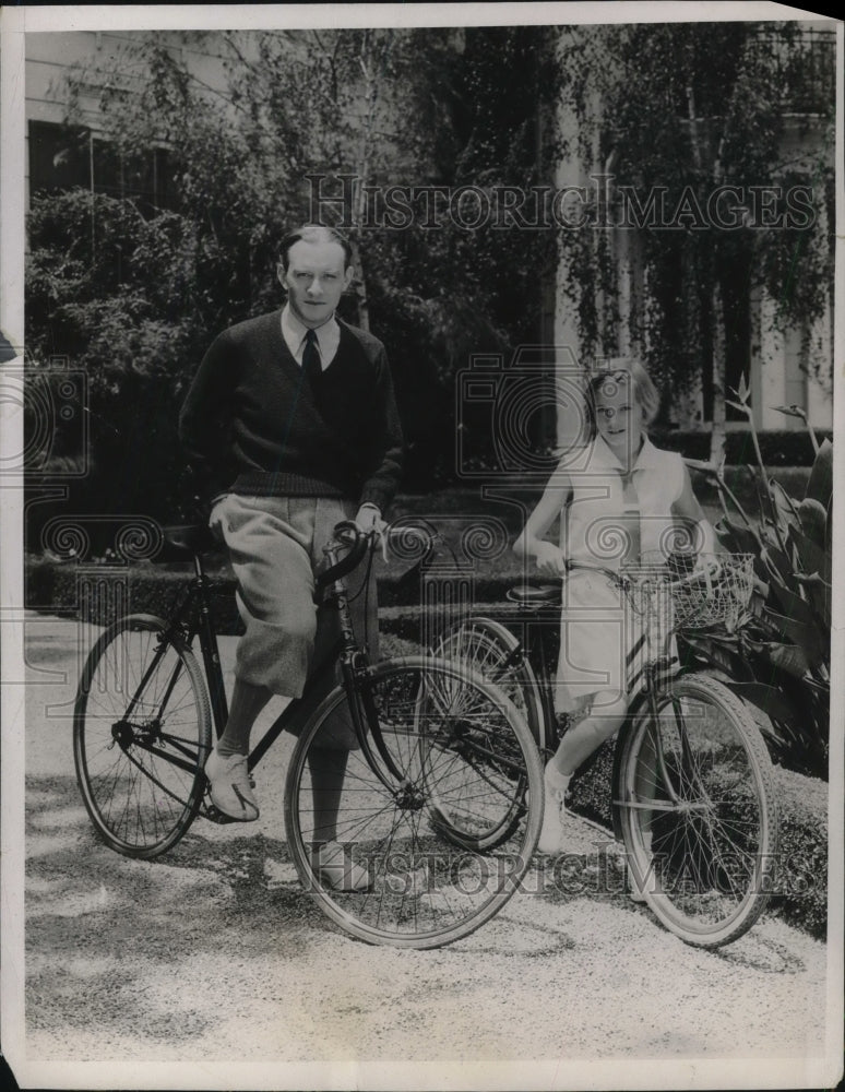 1932 Actor Conrad Magel Rides Bikes With Daughter Ruth Margaret - Historic Images