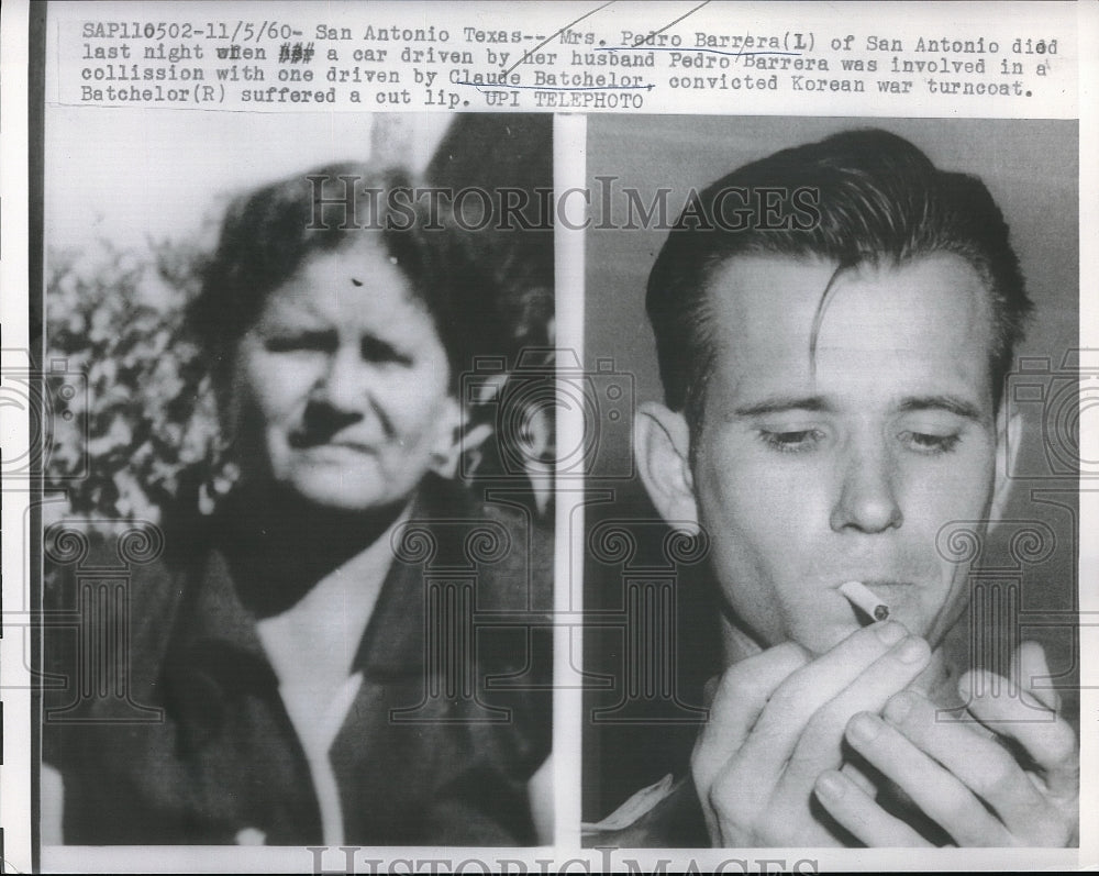 1961 Press Photo Mrs. Pedro Barrera dies in car wreck with Claude Batchelor - Historic Images