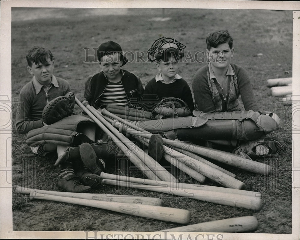 1939 Youngsters Waiting With Bats To Play During Baseball Season - Historic Images