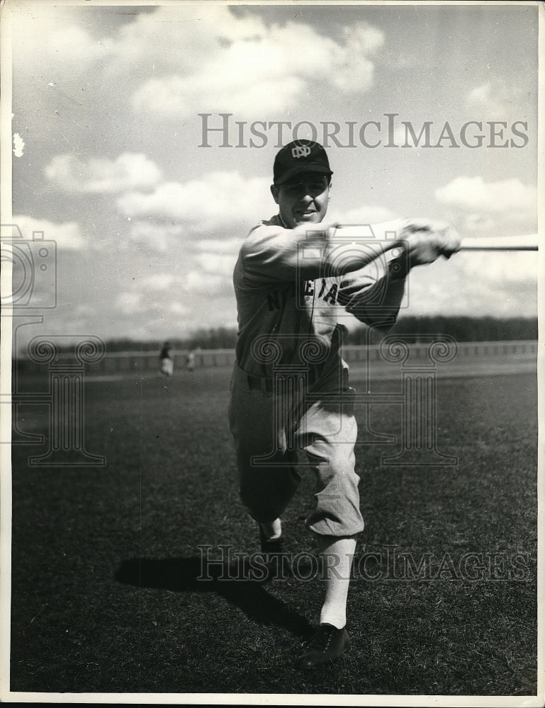 1936 Press Photo Handy Andy Pilney, Notre Dame HB now playing baseball - Historic Images