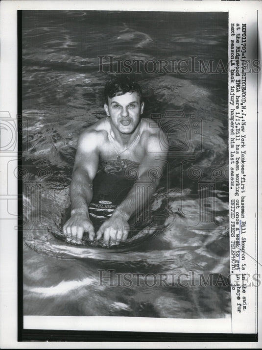 1958 Press Photo NY Yankee 1st baseman Bill Skowron swimming at YMCA-Historic Images