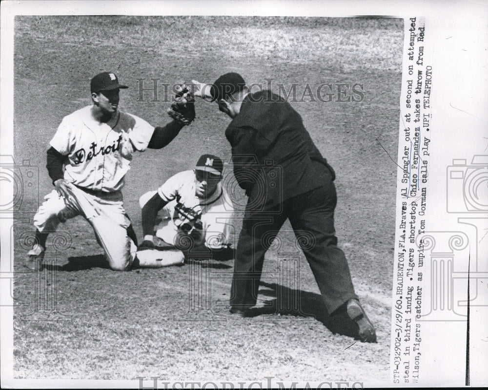 1960 Braves slugger Al Spangler vs Tigers Chico Fernandez - Historic Images