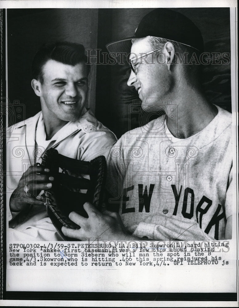 1959 NY Yankee 1st baseman Bill Skowron & Norm Siebern - Historic Images