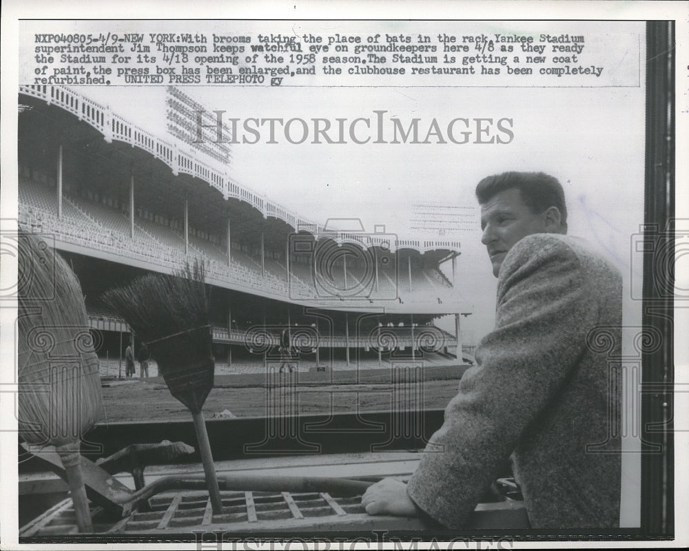 1958 Jim Thompson, Yankee Stadium Superintendent. - Historic Images