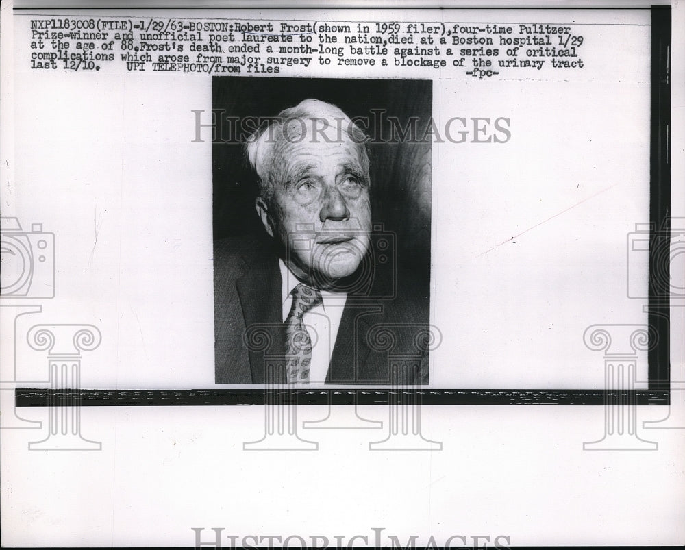 1963 Robert Frost pulitzer prize winner - Historic Images