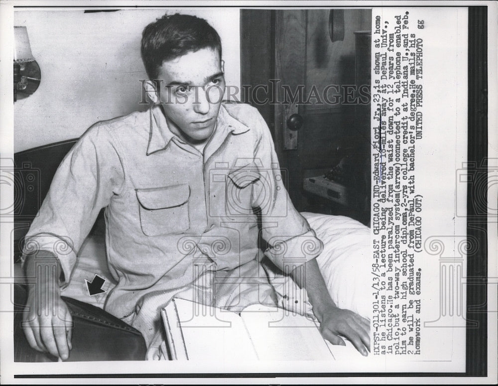 1958 Press Photo Edward Fiori Jr at lecture - Historic Images