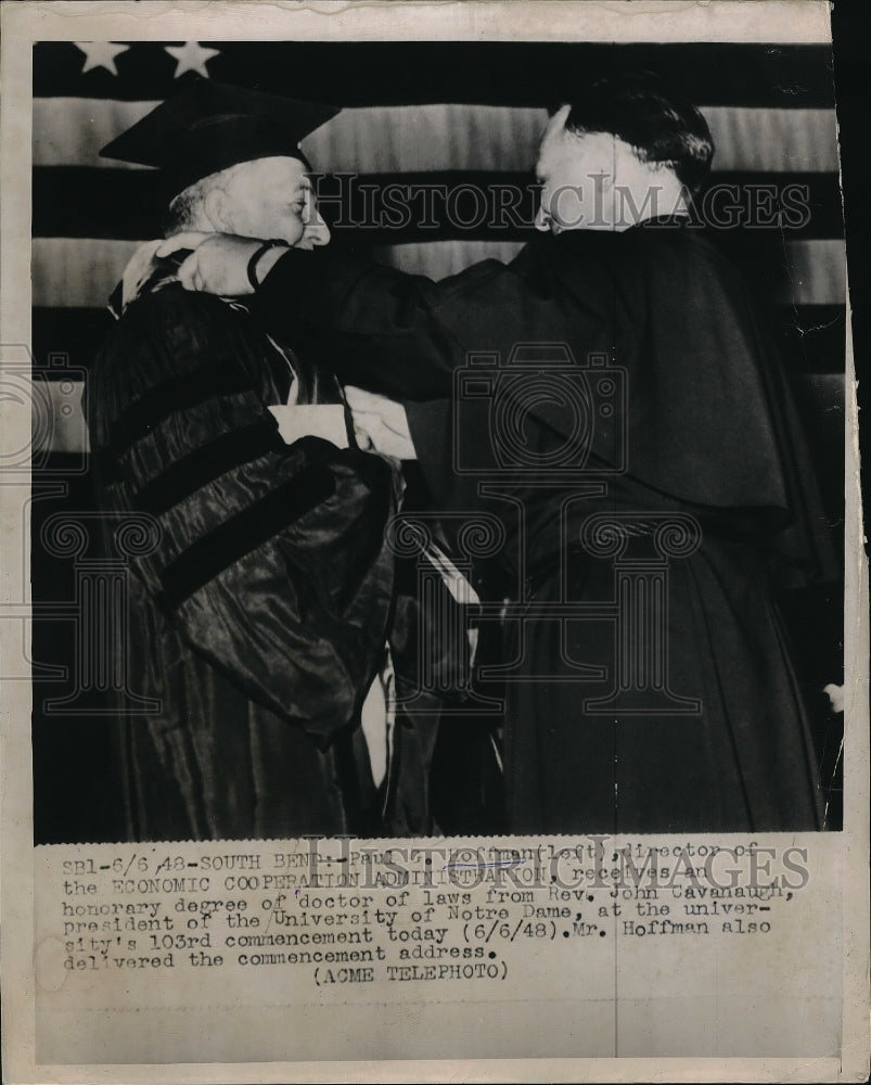 1948 Paul Hoffman Receives Honorary Degree From Rev. John Cavanaugh - Historic Images