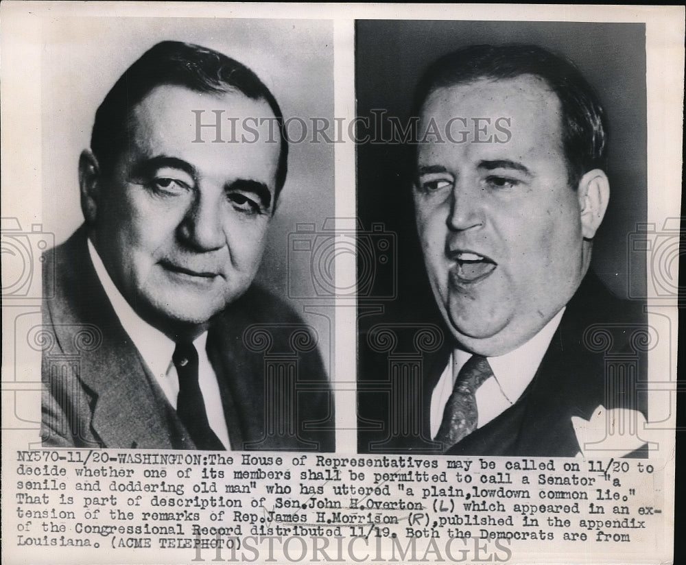 1947 Sen. John H. Overton of Louisiana and Rep. James Morrison. - Historic Images