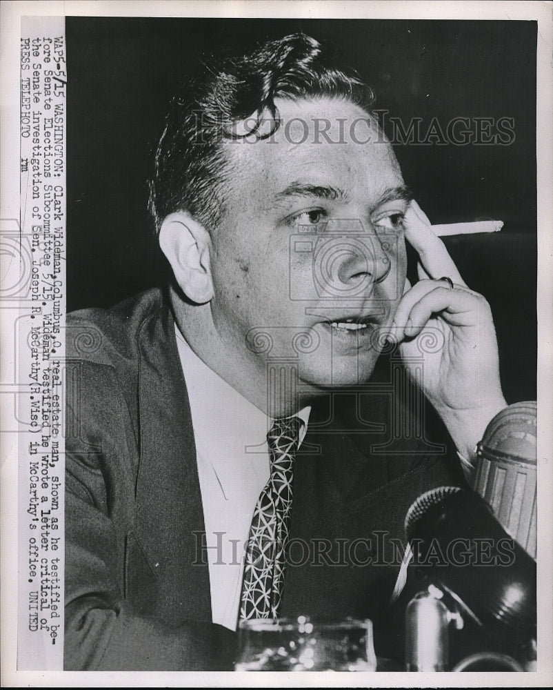 1952 Press Photo Real Estate Man Clark Wideman - Historic Images