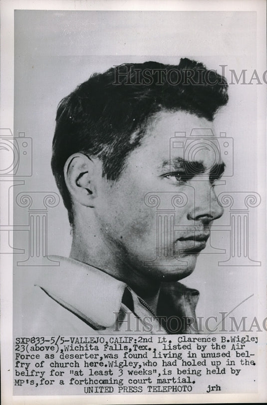 1952 Press Photo Clarence B Wigley, Air Force Court Martial for Desertion Charge-Historic Images