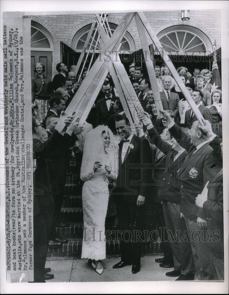 1962 Press Photo Newport, R.I. wedding of Mr &amp; Mrs William Solomons - Historic Images