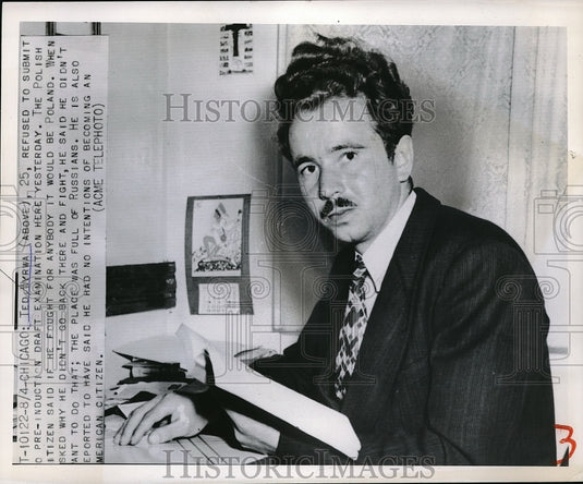 1950 Chicago,ll. Ted Wyrka in custody for refusing draft - Historic Images