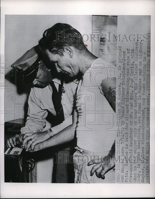 1954 Press Photo william Hughes in custody for kidnap & rape in Tx - Historic Images
