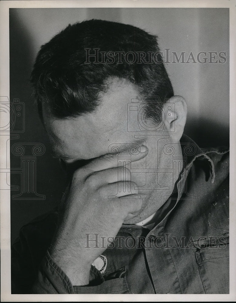 1955 Joseph Hocevar Covers His Face-Historic Images