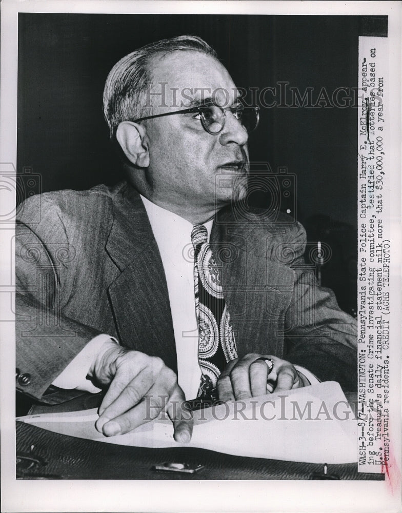 1951 Press Photo Captain Harry E. McElroy of Pennsylvania State Police - Historic Images