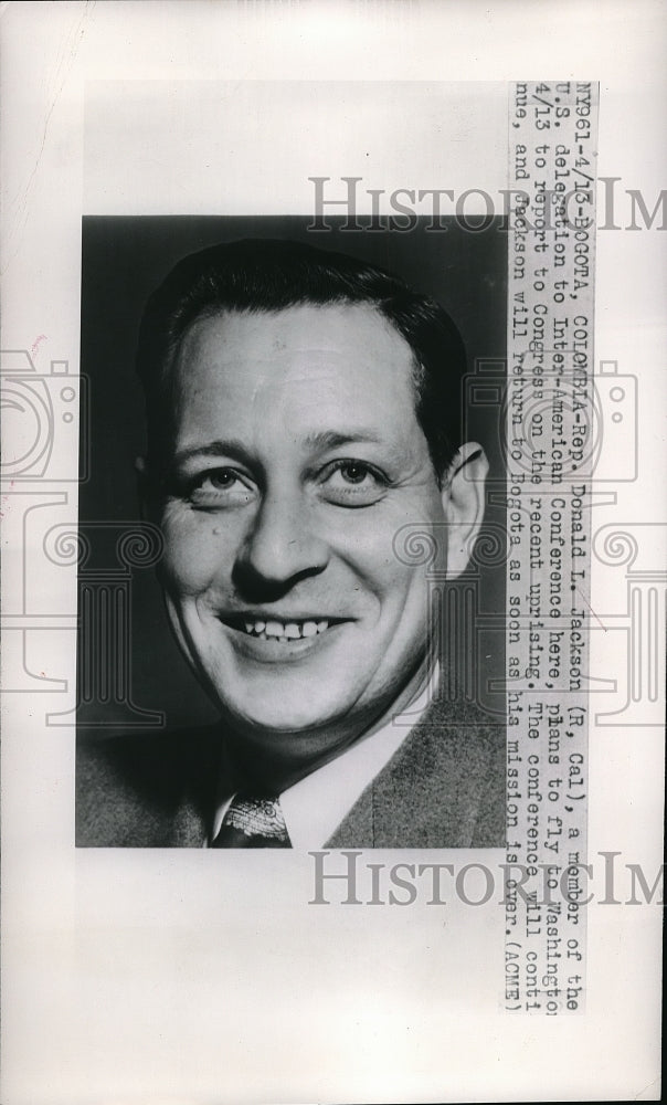 1948 Press Photo California Rep. Donald Jackson, Member Of Inter-American Conf. - Historic Images