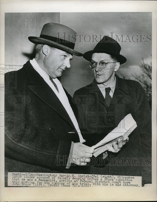1948 Harold Christoffel, labor leader & atty John Rogue - Historic Images