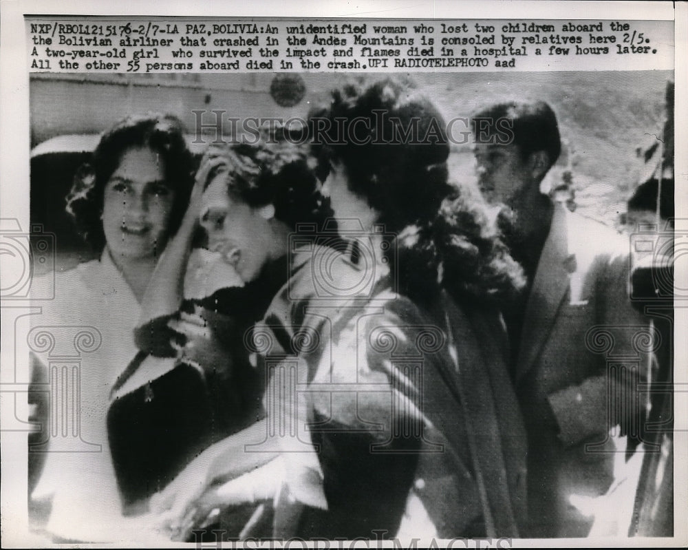 1960 Press Photo Bolivian Woman who lost children on airliner crash - Historic Images