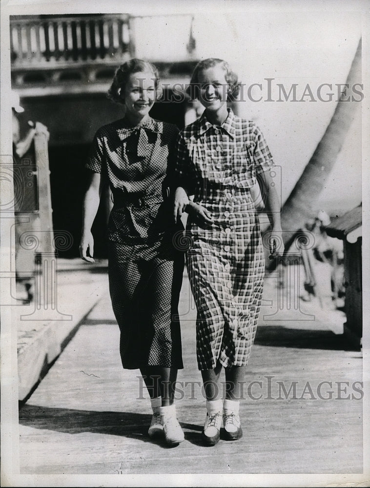 1935 Press Photo Velva and Majories Dallman of Canada in Miami for vacation. - Historic Images