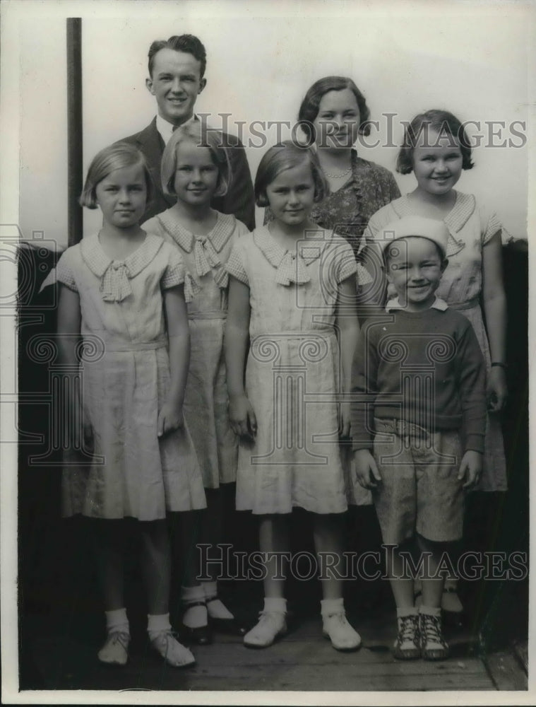 1932 Press Photo Children of Kilbourn Family, Largest Family to Sail Pacific - Historic Images