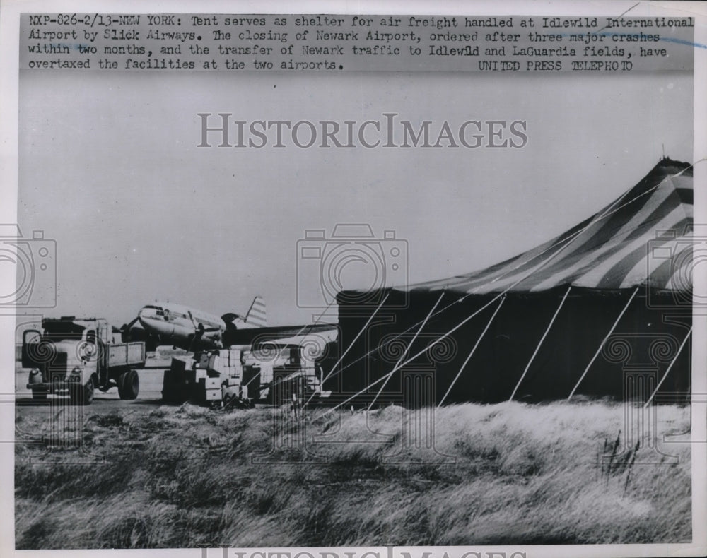 1952 Tent shelters air freight at Idlewild International Airport - Historic Images