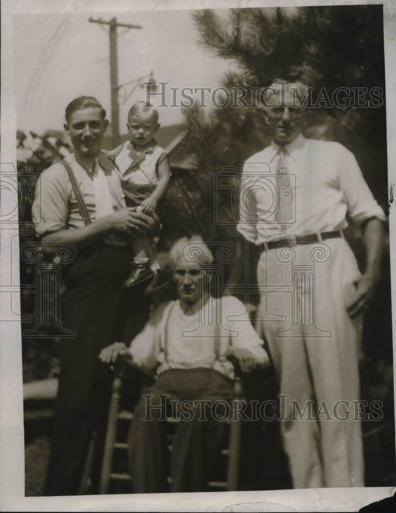 1934 Walter Czajkowski with family Joseph, Melches and Baby. - Historic Images
