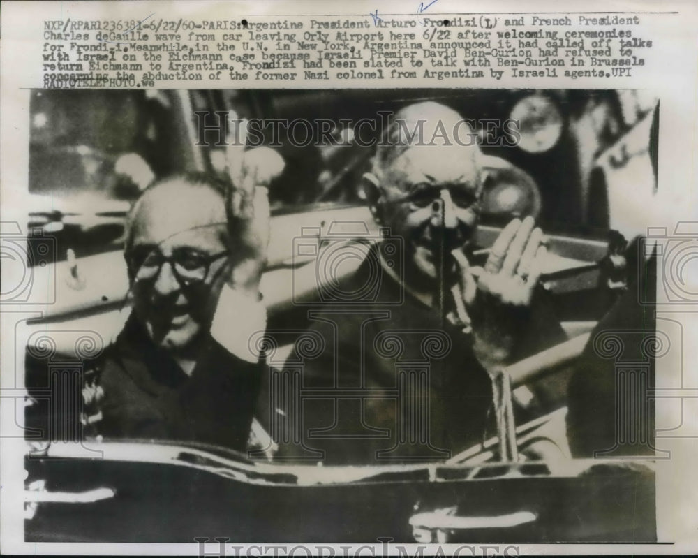 1960 Press Photo Paris, Argentine Pres. A Froadizi &amp; French Charles De Gaulle - Historic Images