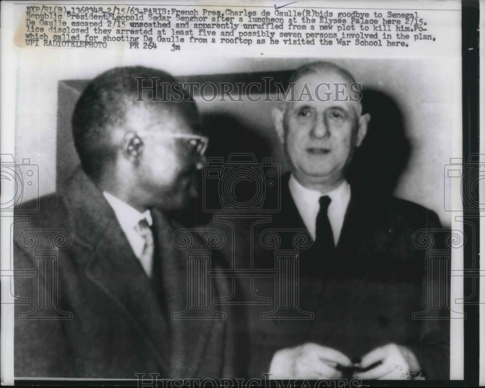 1963 Paris, French Pres. Charles de Gaulle &amp; Senegal Pres LS Senghor - Historic Images