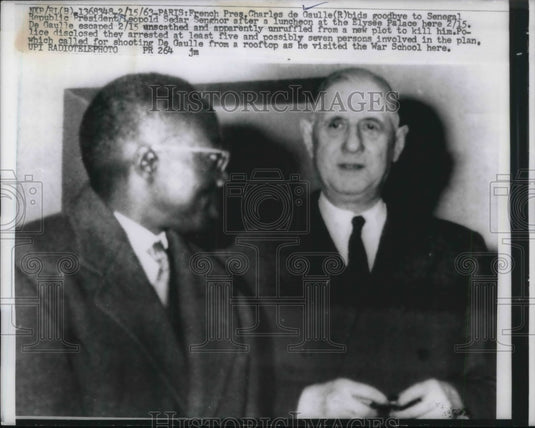 1963 Paris, French Pres. Charles de Gaulle & Senegal Pres LS Senghor - Historic Images