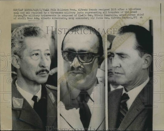1970 La Pax, Bolivia Pres. Alfredo Ovando & Gen E Guachalla, - Historic Images