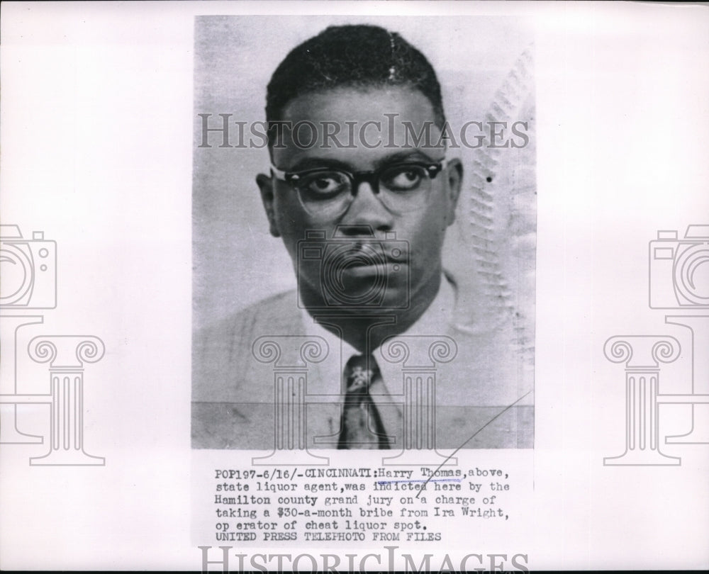Press Photo Harry Thomas, Liquor Agent charge of bribery from cheat Liquor spot. - Historic Images
