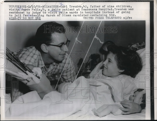 1957 Press Photo Carl Treuden arrested stealing $ out of March of Dimes can-Historic Images