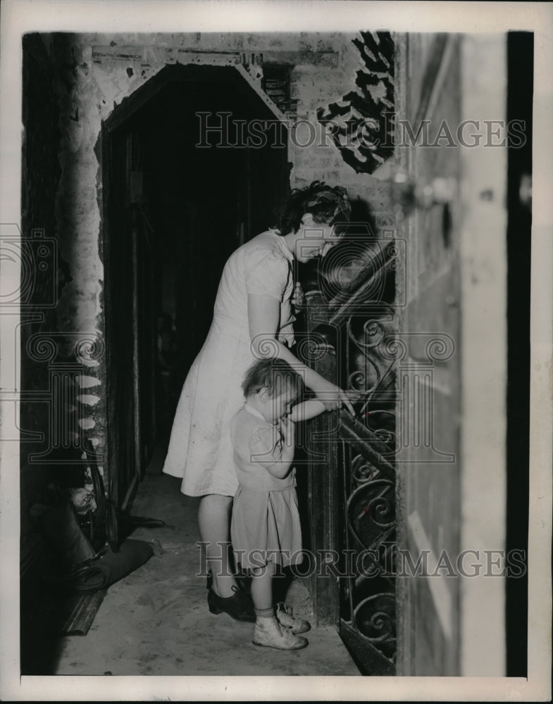 1946 Mrs. Edna Lewicki and daughter Pat stairway collapse - Historic Images