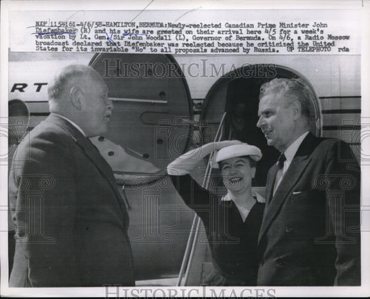 1958 Press Photo Canadian Prime Minister John Diefenbaker & Wife, John Woodall-Historic Images