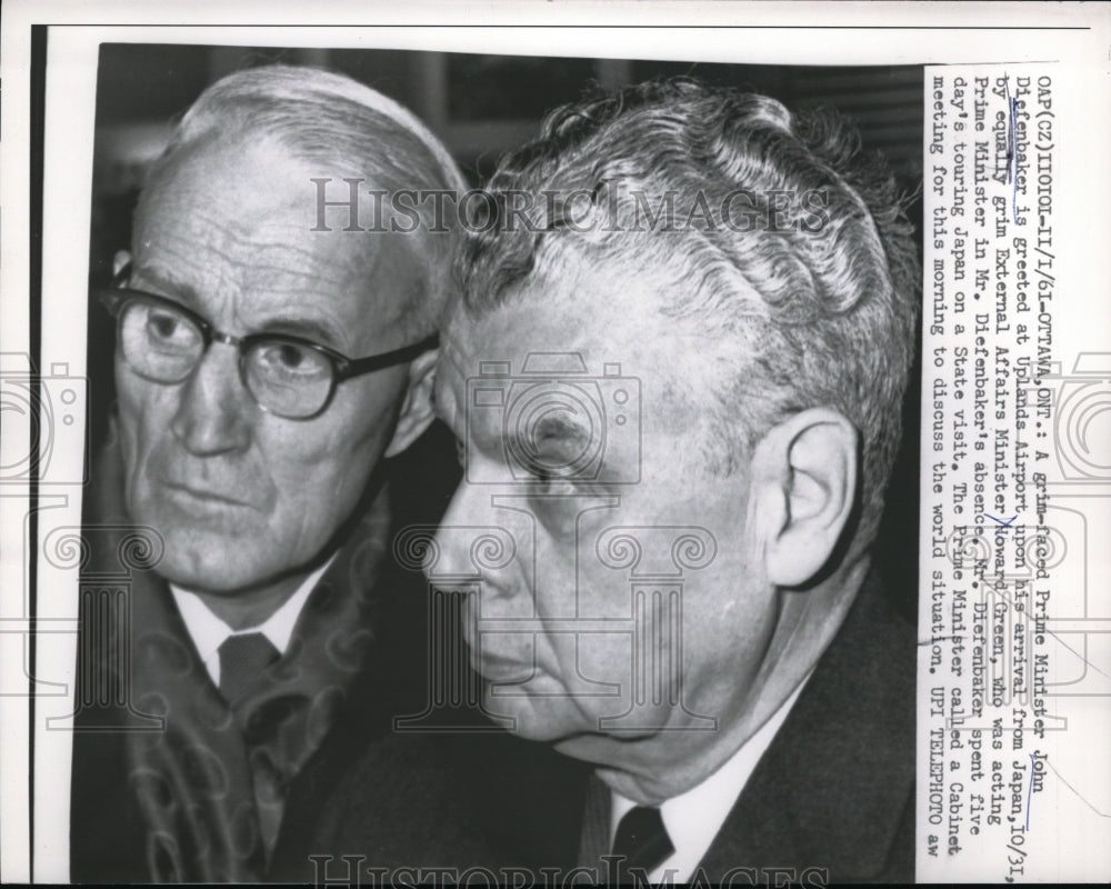 1961 Press Photo Canadian Prime Minister Diefenbaker in Ottawa,H Green - Historic Images