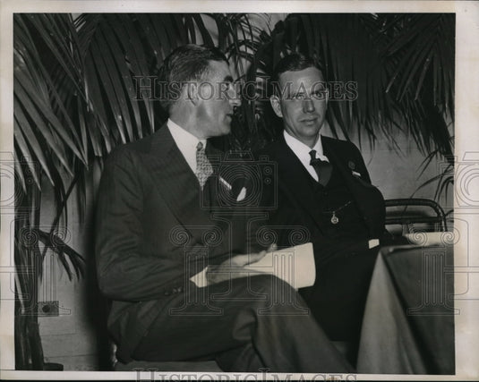 1934 Press Photo Robert M. Haynes & James C. Bolton Vice Pres. Of Rapids Bank - Historic Images