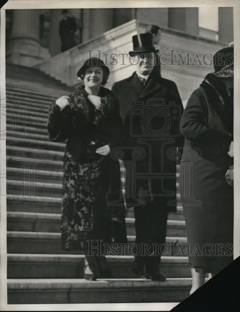 1933 Secy of Labor William Doak & wife leaving Capitol - Historic Images