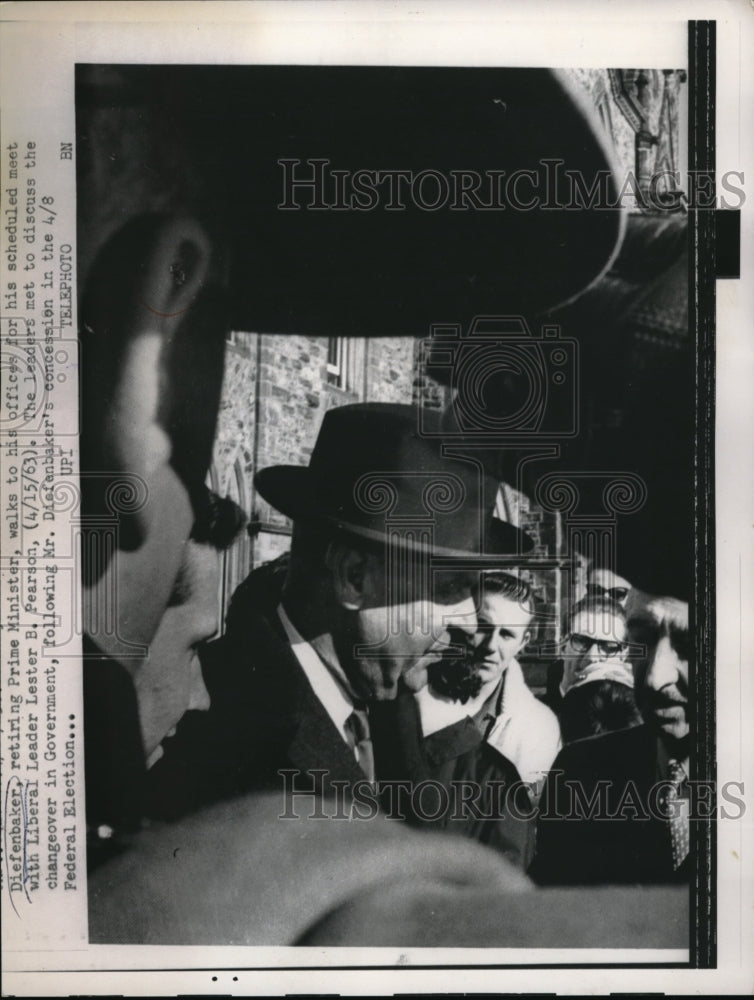 1963 Press Photo Prime Minister John Diefenbaker Of Canada, Lester B ...