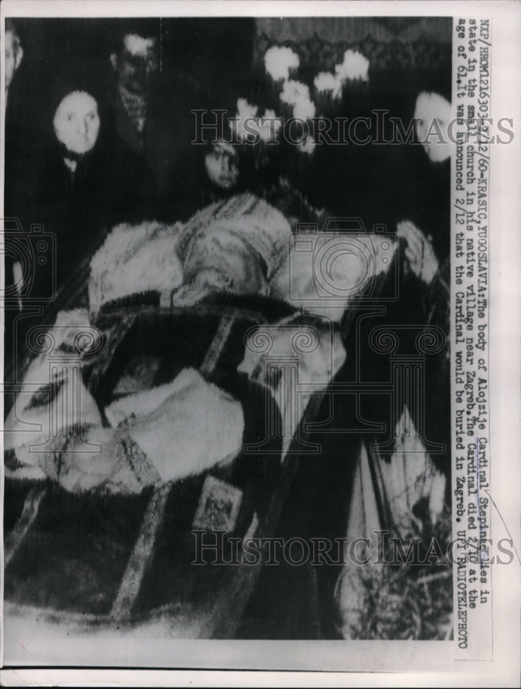 1960 Press Photo Krasic, Yugoslavia body of Al.Cardinal Steping lies in state-Historic Images