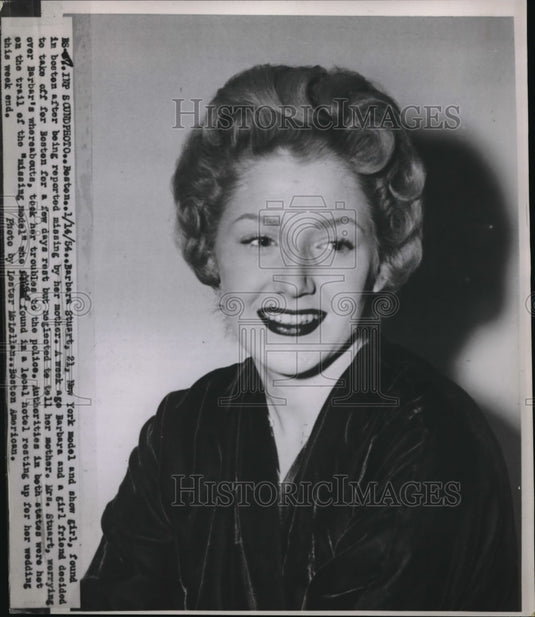 1954 Press Photo Boston, Mass. Barbara Stuart, NY model & show girl - Historic Images