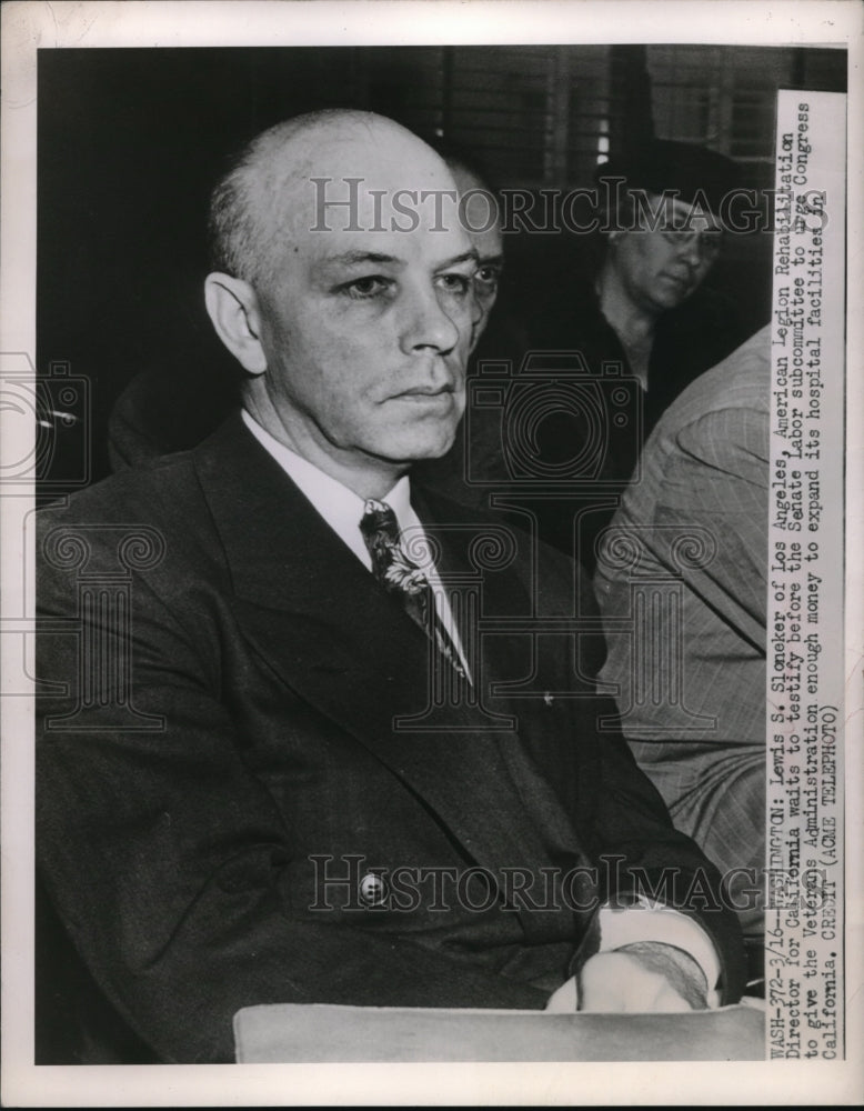 1949 Press Photo American Legion Rehabilitation Director Lewis Sloneker - Historic Images
