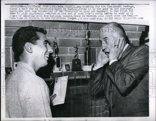 1957 Babe Pinella Cincinnati Red Legs & Garry De Martini - Historic Images
