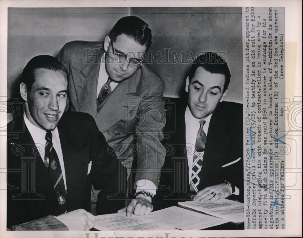 1951 Press Photo Bob Feller Sued For Breach of Contract - Historic Images