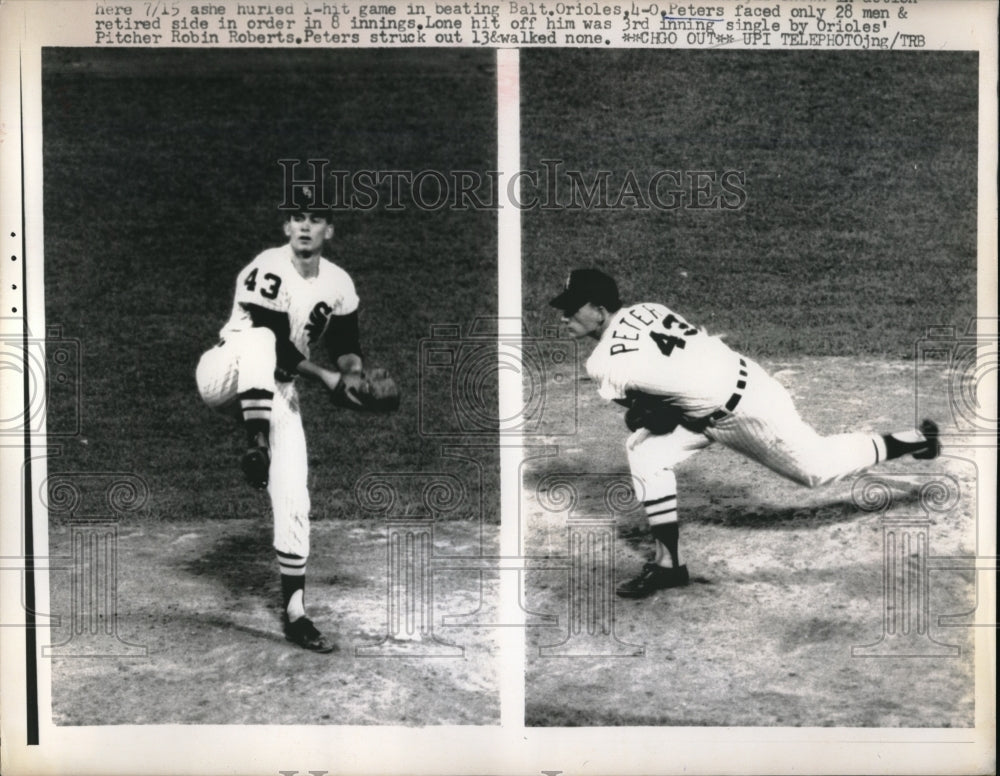 1963 Press Photo Chicago's Gary Peters in Action at Home Against Baltimore - Historic Images