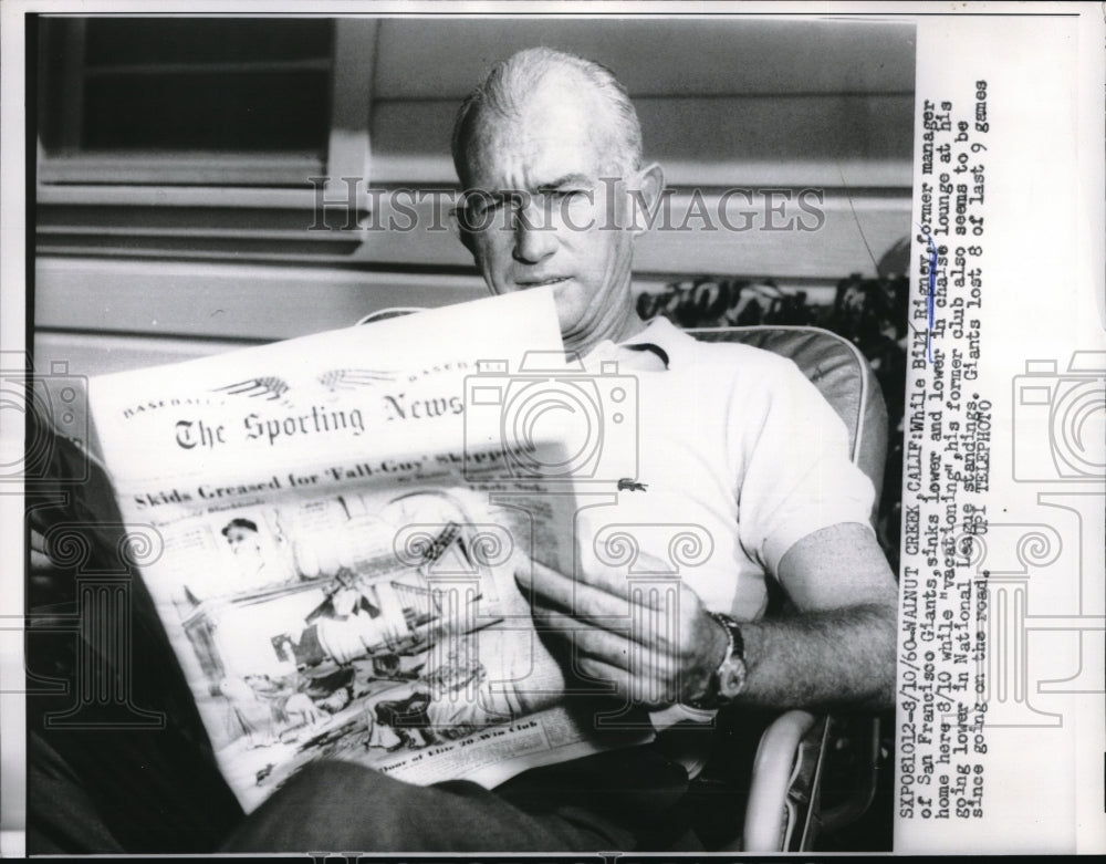 1960 Bill Rigney, Former Manager San Francisco Giants Read Paper - Historic Images