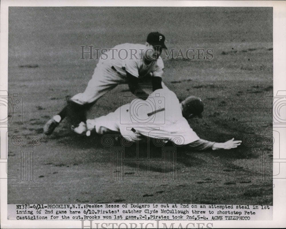 1952 Dodgers Shortstop Peewee Reese &amp; Pirates Clyde McCullough - Historic Images