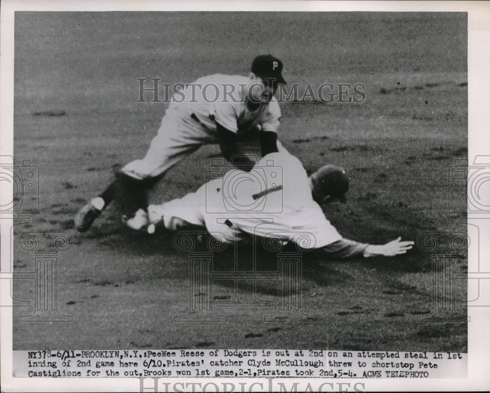 1952 Dodgers Shortstop Peewee Reese & Pirates Clyde McCullough - Historic Images