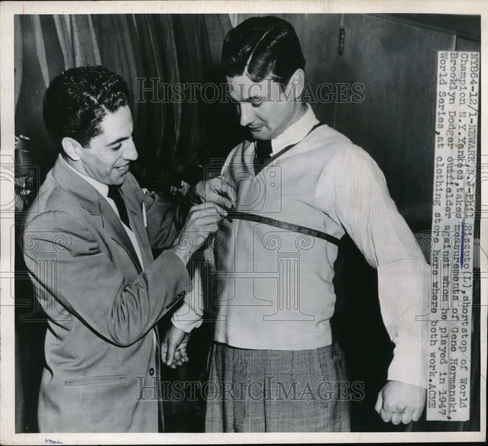 1947 Phil Rizzuto N.Y Yankees take measurments by Gene Hermanski - Historic Images