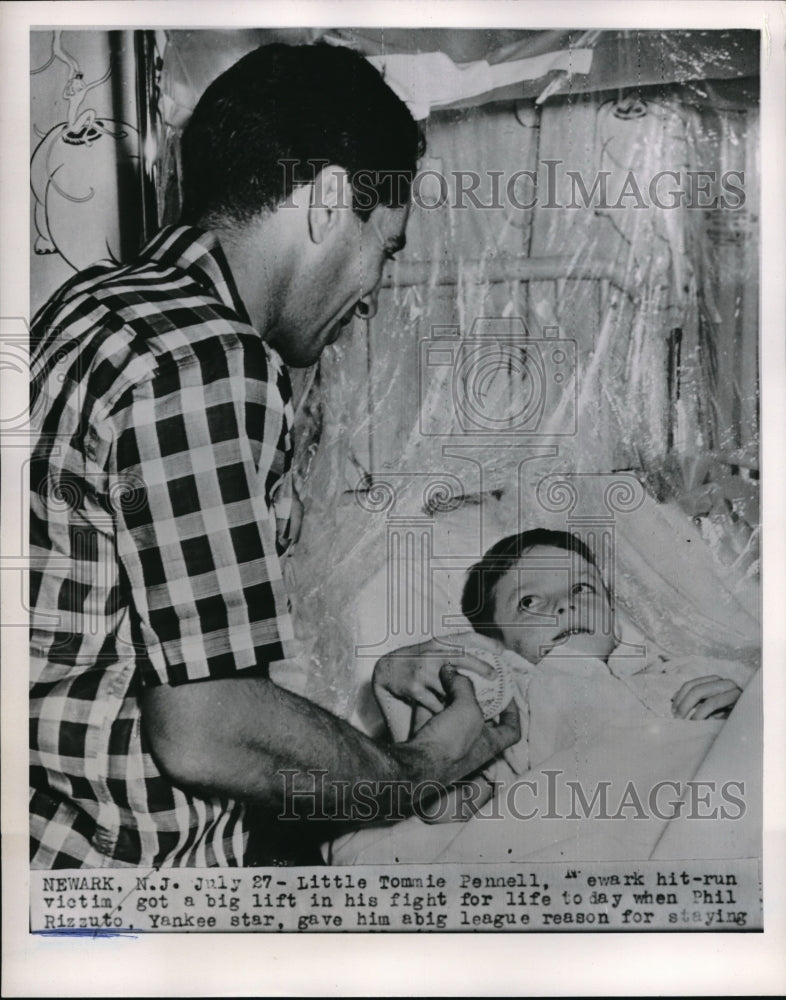 1951 Phil Rizzuto of Yankees gives support to Hit - Historic Images