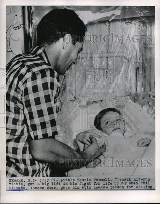 1951 Phil Rizzuto of Yankees gives support to Hit - Historic Images